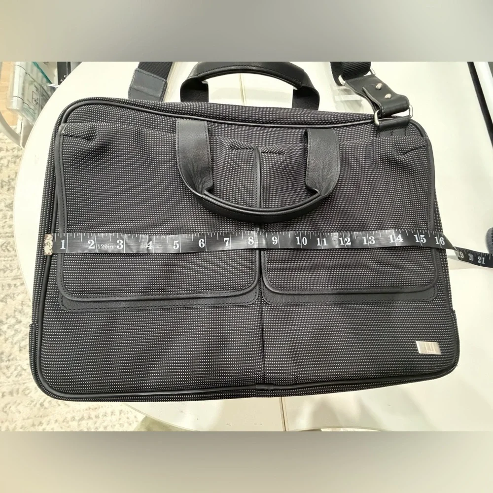 Vintage Dunhill Black Charcoal Briefcase Laptop Bag Leather Trim Strap